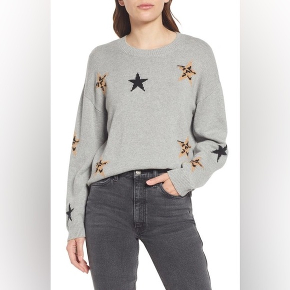 NWOT Rails Perci  SweaterHeather Grey Animal Stars Leopard Size S $198 - Picture 1 of 5